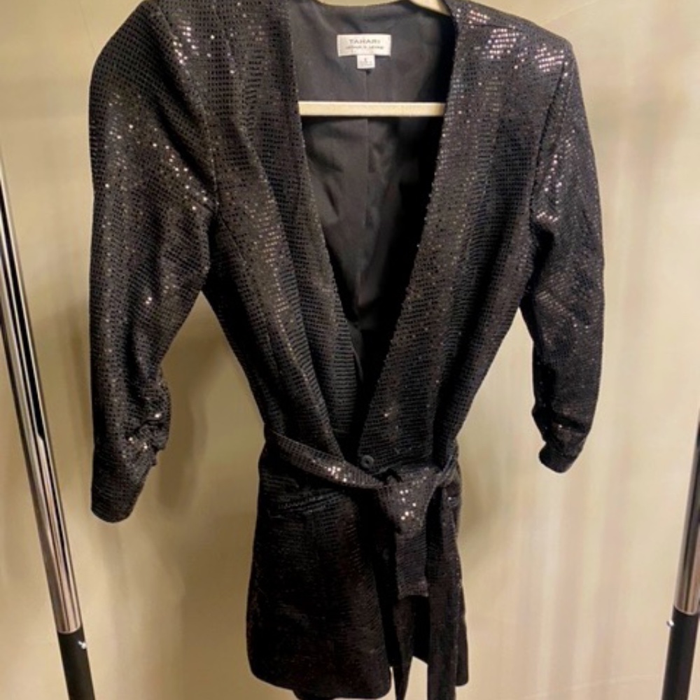Tahari Black Sequin Blazer